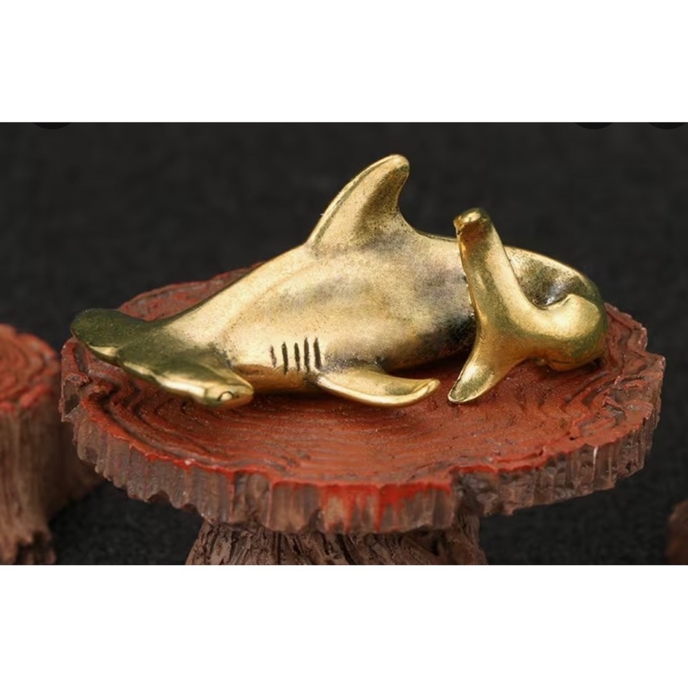 Brass Hammerhead Shark Figurine Gold Brass Miniature New